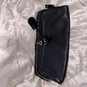 Navy Classic Vintage fold over Alexander McQueen leather Clutch